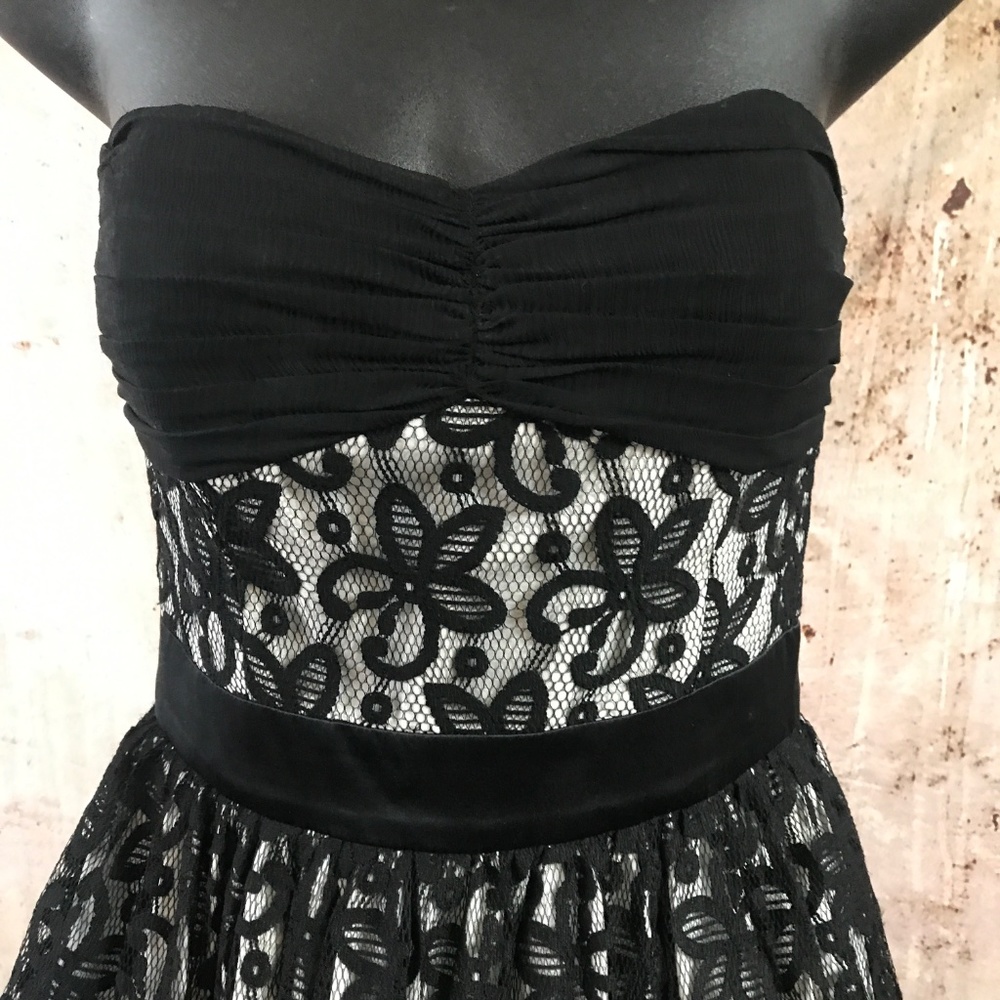 Vtg. Betsey Johnson Strapless Fairy Cottage Core Y2K Lace Floral Dress - Picture 4 of 5